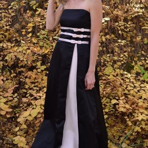 Black and Light Pink Strapless Dress